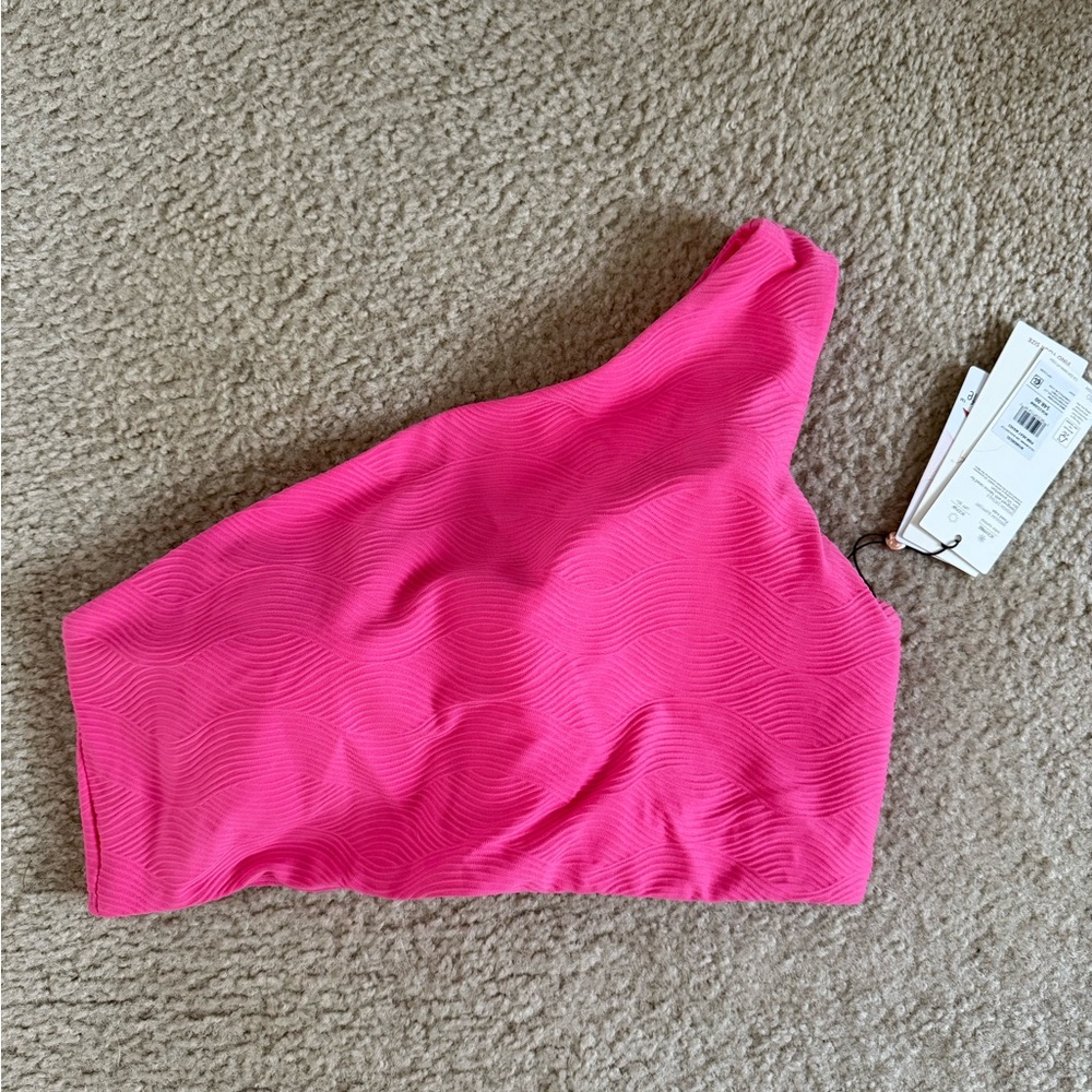 Hot Pink One-Shoulder Swim Top